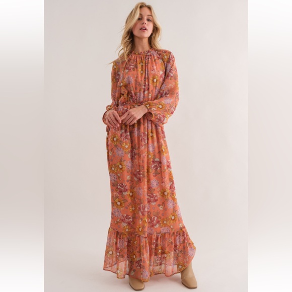 34 Boho Floral Print Tiered Maxi Dress - Picture 2 of 6